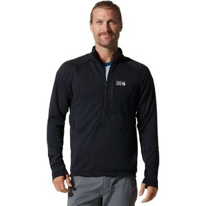 Mountain Hardwear Men’s XL Full Zip Jacket Black Grid Fleece Performance Layer